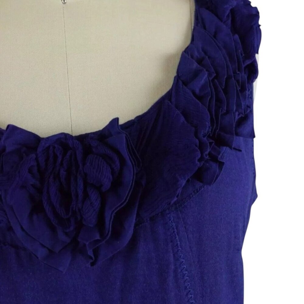YOANA BARASCHI ROSETTE NECKLINE INDIGO-PURPLE DRESS - Picture 5 of 8